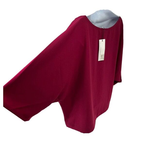 New Cupcakes and Cashmere Red Maroon Boxy V Neck Top Shirt 1/2 Dolman Sleeves - Picture 2 of 12